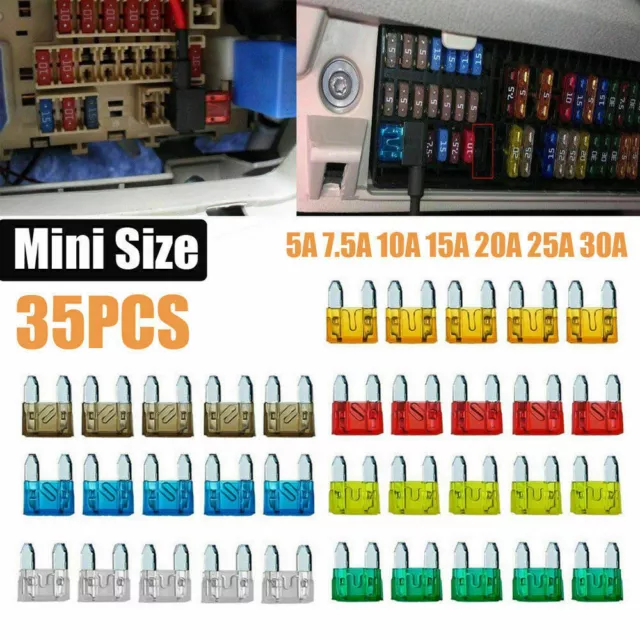 35x Micro Mini Blade Fuses For Auto Automotive Car Truck 5A 10A 15A 20A 25A 30A