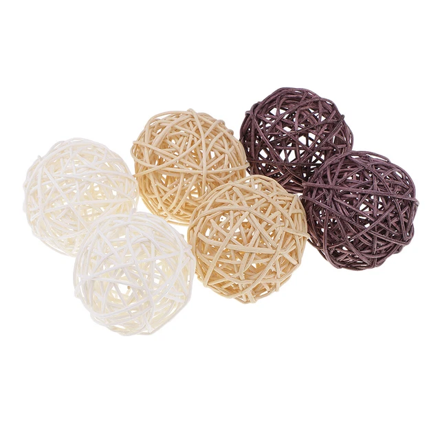 6 Piezas Coloración Redonda Viñas Naturales Viñas Ratán Bola Niños Hágalo usted mismo 7 cm