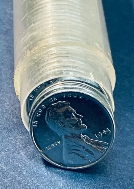 1943 P Lincoln Steel Cent Wheat Penny Roll Of 50 Coins - All Uncirculated!