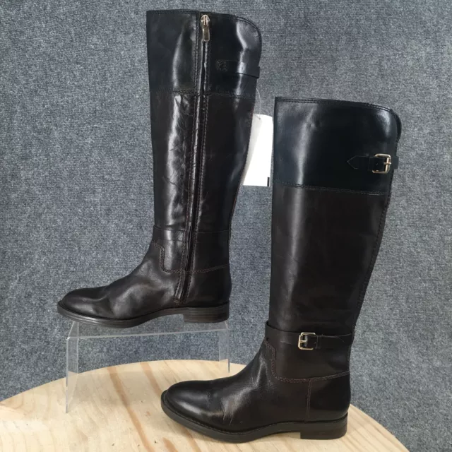 Enzo Angiolini Boots Womens 5 M Tall Riding Knee High Buckle Strap Brown Leather 2