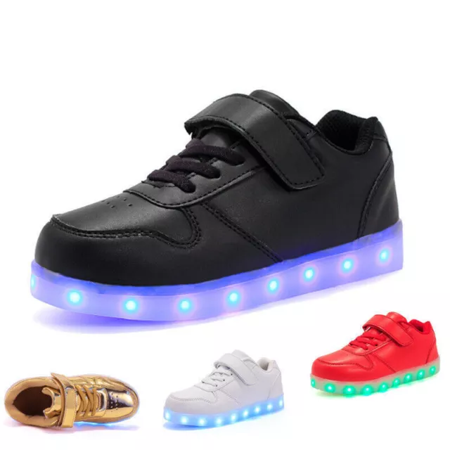 Boys Girls Kids LED Light Up Shoes Luminous Flashing Trainers Sneakers Gifts UK