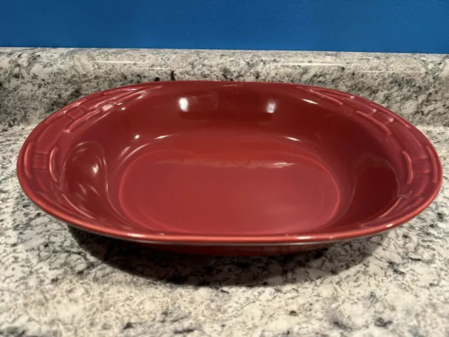 Longaberger Pottery Woven Traditions Oval Casserole Paprika Red 13” Serving Dish