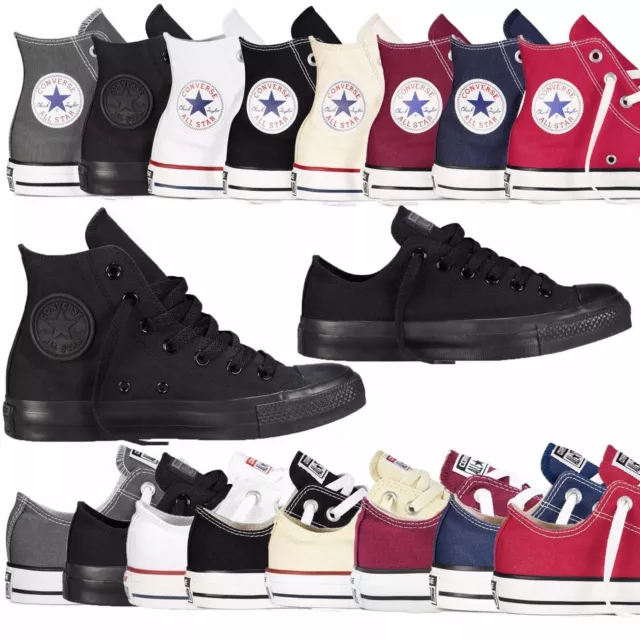 All Star Convers Shoes Mens Womens Hi Tops Chuck Taylor OX Canvas Adult Trainers