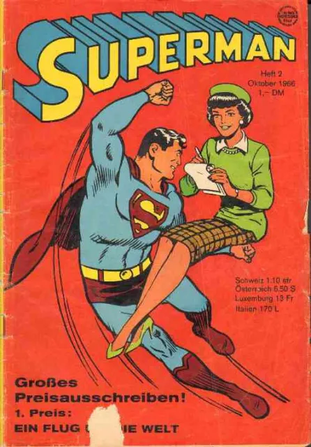 Superman Nr 2 Ehapa Verlag 1966 erster Jahrgang DC