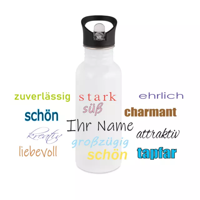 Personalisierte Trinkflasche mit Namen Wasserflasche Geburtstag Geschenkidee_05E