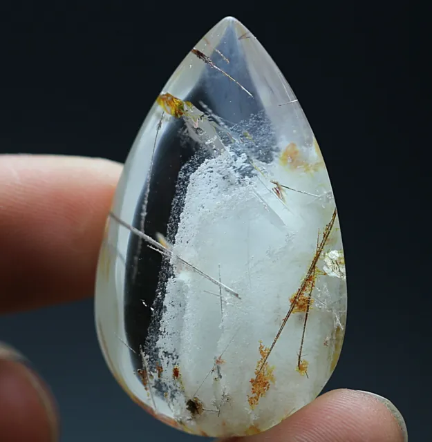 96.3ct 100% Natural Clear White Ghost And Rutile Crystal Quartz Pendant Polished