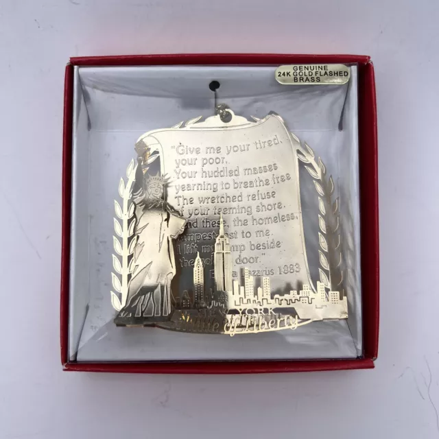 2004 Nation’s Treasures 24K Gold Finish Brass Poem Statue Of Liberty Ornament