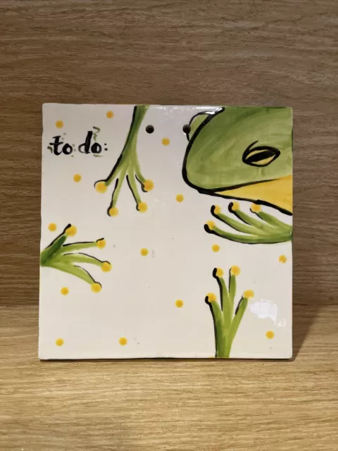 Ceramic Tile Tree Frog Hand Painted To Do Wall Hanging Dry Erase "Board" 8"X8" B