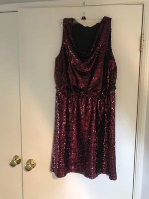 Burgundy Cowl Neck Sequined Apt 9 Short Dress - Large