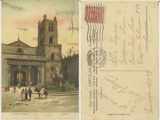 Monreale -Palermo -Cattedrale -Illustratore Cartolina