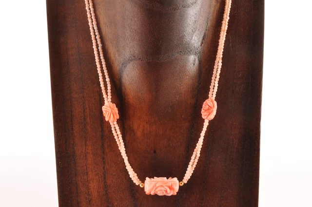 Pendentif Croix Ancien En Or 18K (750) Et Corail - Longueur 5.5 Cm - Tête D'aigle - Très Bon état