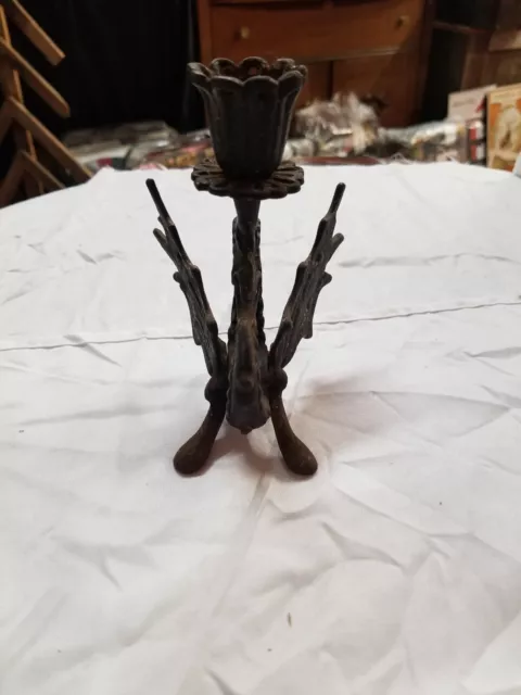 Vintage Cast Iron Dragon Candle Holder Only 1