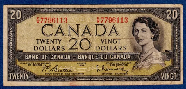 Canada $20 (1954) BC-41b / P-80a - QE II - Circulated Note  F/W 7796113