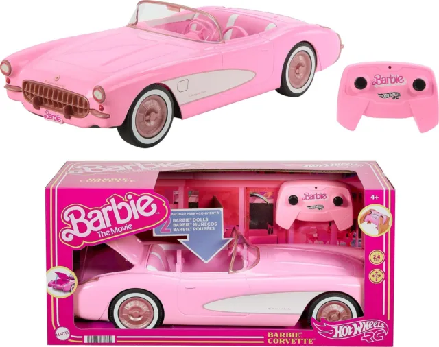 Hot Wheels Barbie RC Corvette from Barbie the Movie, Full-Function Remote-Con...