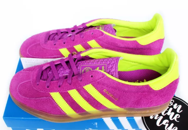 Adidas Originals Gazelle Indoor W Shock Purple Yellow UK 3 4 5 6 7 8 9 10 US New
