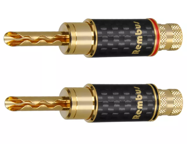 4 x Rembus High End Carbon Tube Bananenstecker Bananas 24K vergoldet BS-236