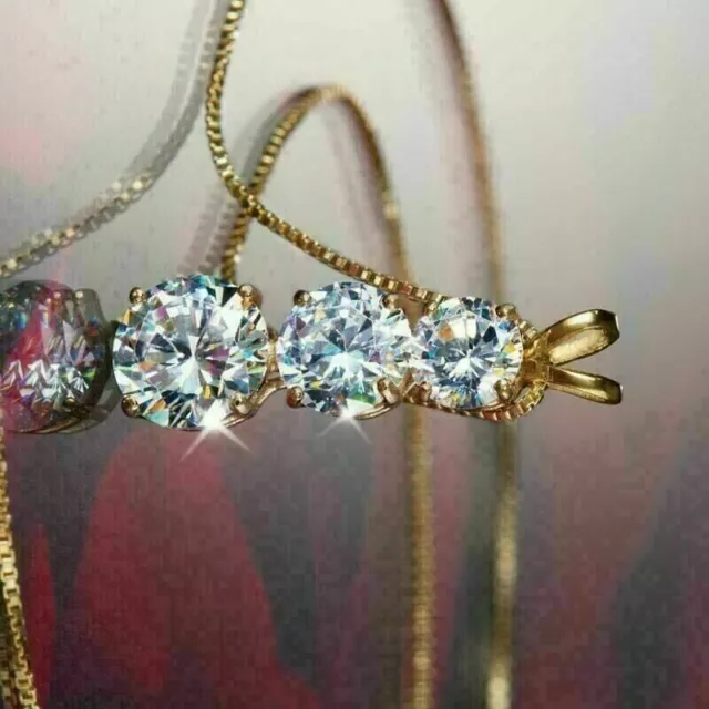 Colgante para mujer con diamantes de imitación de 3 piedras de talla... 3