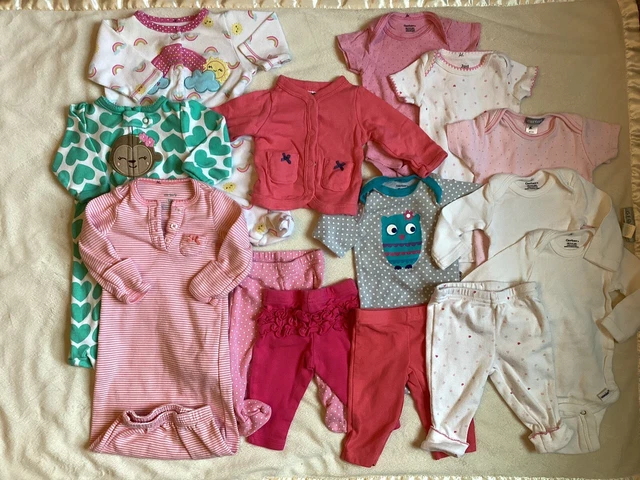 Carter’s and Gerber Baby Clothes Set Newborn Size Lot Of 14 Pieces