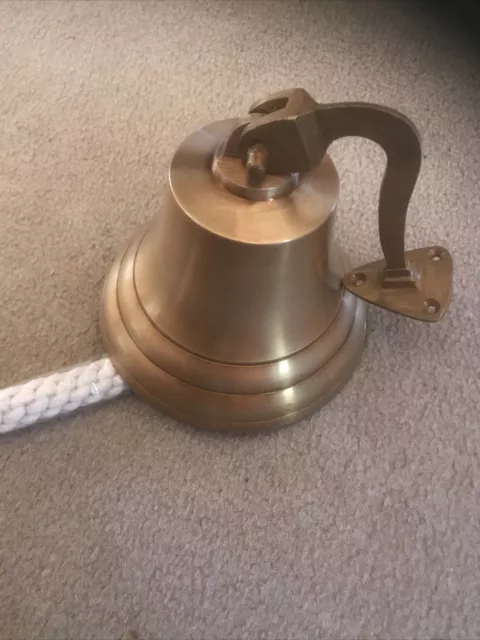 Solid Brass 6 Inch Large Door/Wall/Ship Bell With Rope 2