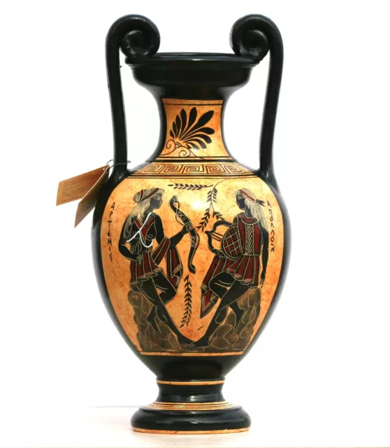 Greek Ceramic AMPHORA Jar Vase Pot Painting Goddess Artemis God Apollo 13.4in