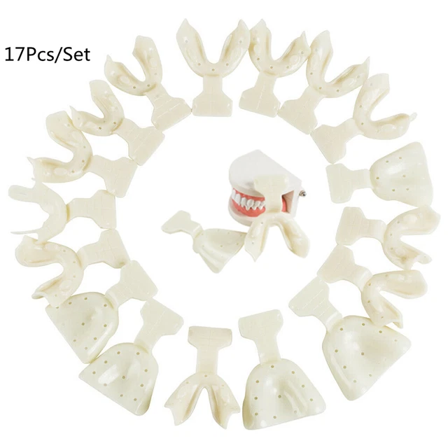 17Pcs Dental Edentulous Jaw Impression Trays Complete Denture Oral Teeth Holder
