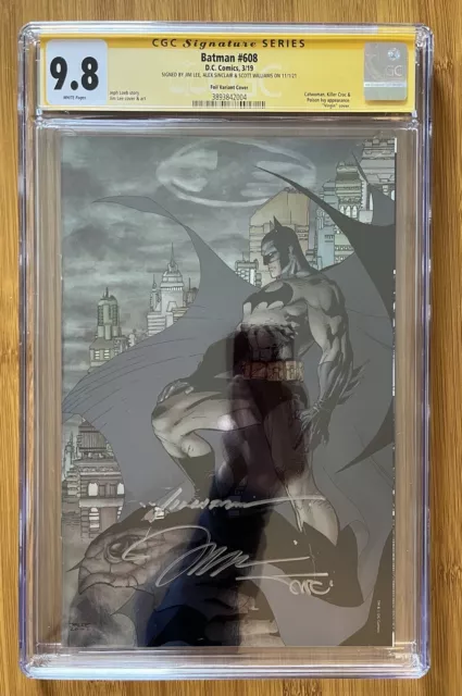 Batman #608 Foil Cover Cgc 9.8 Ss Signed By Jim Lee Scott Williams Alex Sinclair
