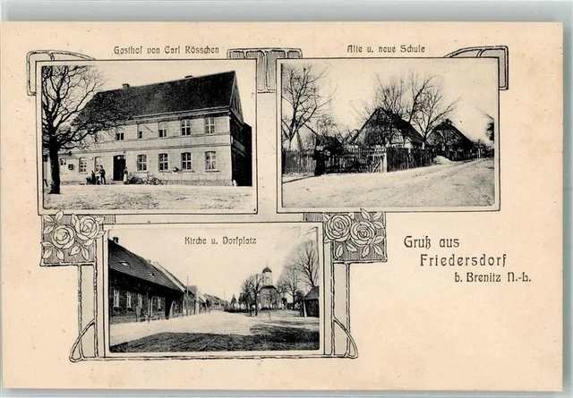 13523872 - 7981 Friedersdorf Alte und neue Schule Gasthaus Roesschen  Dorfplatz