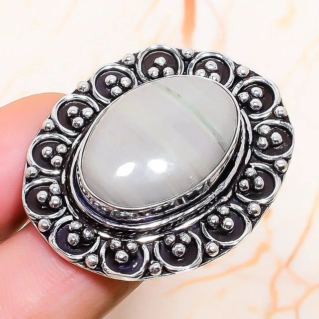 Imperial Jasper Gemstone Handmade Gift Jewelry Ring Size 8.5 L115