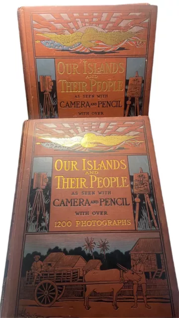 VINTAGE Our Islands & Their People 2 Volume set HUGE Folio Size Book  1899