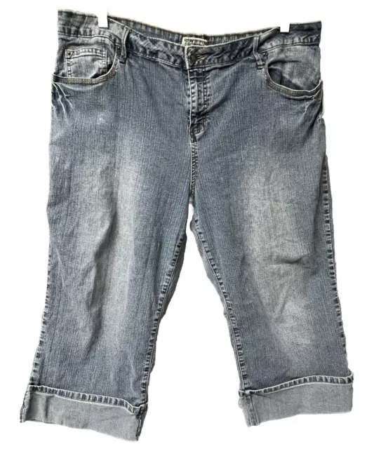 Route 66 Capri Jeans Women’s Size 20W Cropped Cuffed Wide Leg Stretch