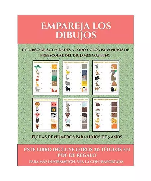 Fichas de números para niños de 5 años (Empareja los dibujos): Este libro con