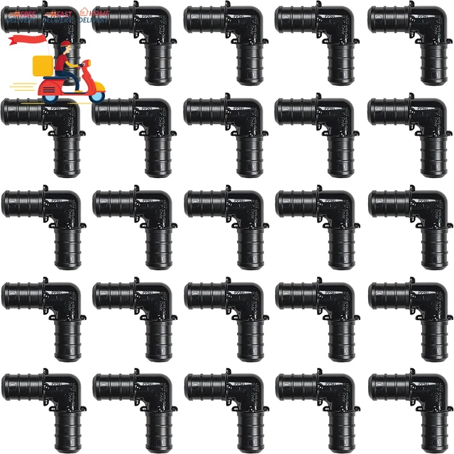 [Pack of 25] 1/2 Inch 90 Degree Elbow, Poly PPSU Barb Crimp Pex Fitting, No Lead