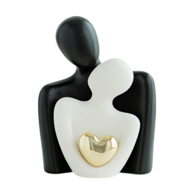 Figurine Couple Mignon Pour Tableau De Bord Voiture - Déco Intérieur Auto Ou Bureau, Résine Colorée 10x9 Cm