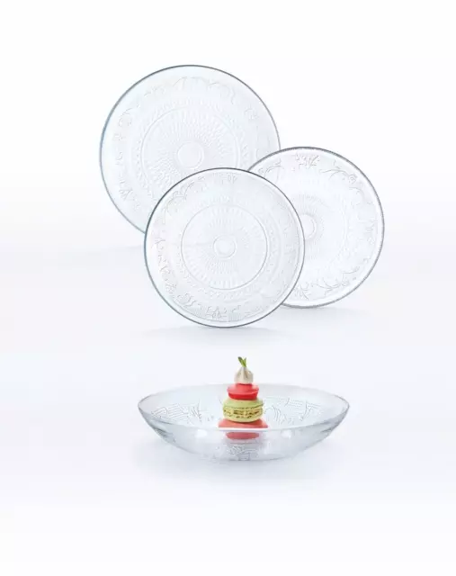 Set 18 piatti Carine bianco e nero Luminarc - servizio in vetro opale –  Goestro