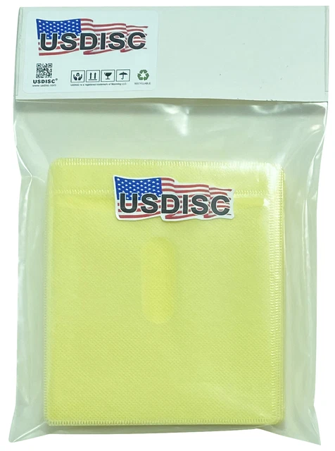 1000 USDISC Plastic Sleeves, Double-sided 2 Disc (Yellow)