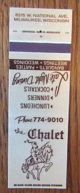 Knight On Matchbook Matchcover: Chalet (Milwaukee, Wisconsin) -E13