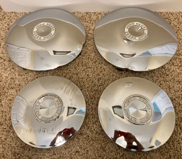 VINTAGE JOHN DEERE Chrome Hub Caps Set Lawnmower Wheel Covers/Caps 10