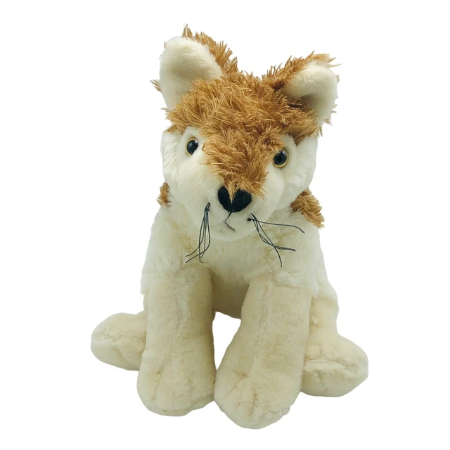 FIESTA WOLF PUP Sitting Plush Stuffed Animal White & Tan Weighted Paws