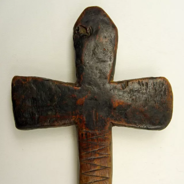 Äthiopien Sehr Altes Original Koptisches Vortragekreuz Handkreuz Holz Cross