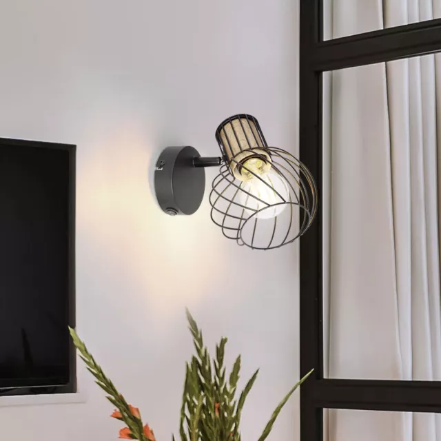 Lampe de table rétro lampe de table en bois métal noir, abat-jour design  grille, 1x E27, LxH 33 x 55 cm, ETC Shop: lampes, mobilier, technologie.  Tout d'une source.
