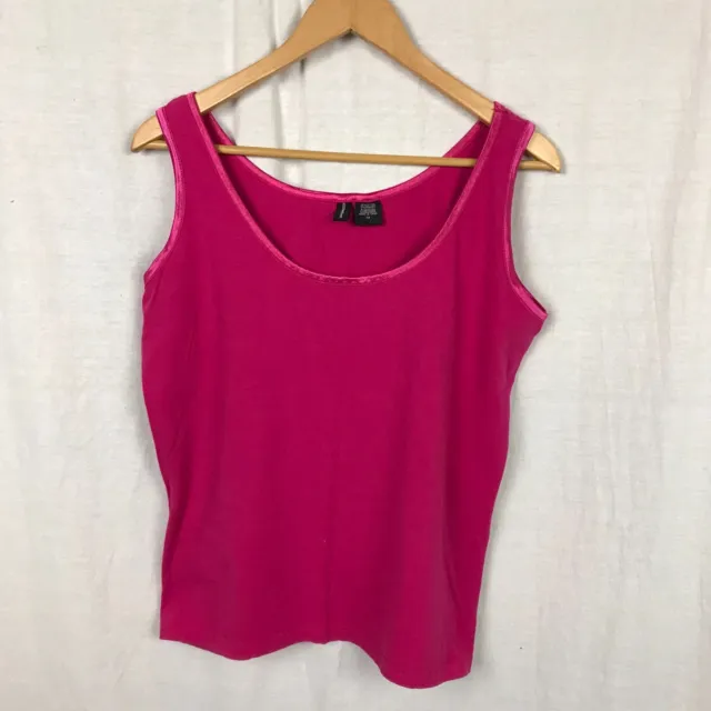 Jason Maxwell Women's Scoop Neck Tank Top Shell Solid Pink Cotton Blend Size 1X