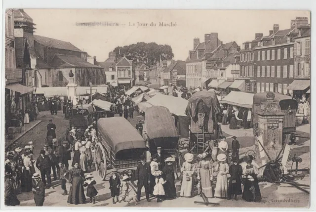 CPA 60 Picardie OISE Env. Beauvais GRANVILLIERS Jour de Marché  1914 Animée