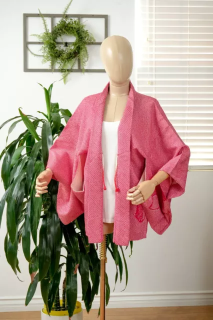 Dear Vanilla Japanese Silk Haori Jacket Women's Kimono Authentic Vintage Mint