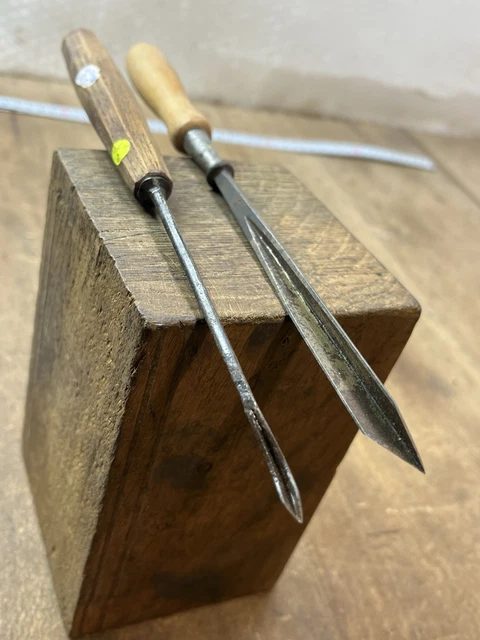 Ancienne Gouge De Sculpteur, ébéniste, Acier Et Bois, Estampillée, Suède