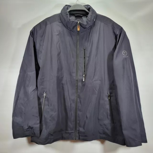 TUMI T-TECH Mens Black Nylon Fullzip Jacket Water Resistant Concealed Hood Sz XL