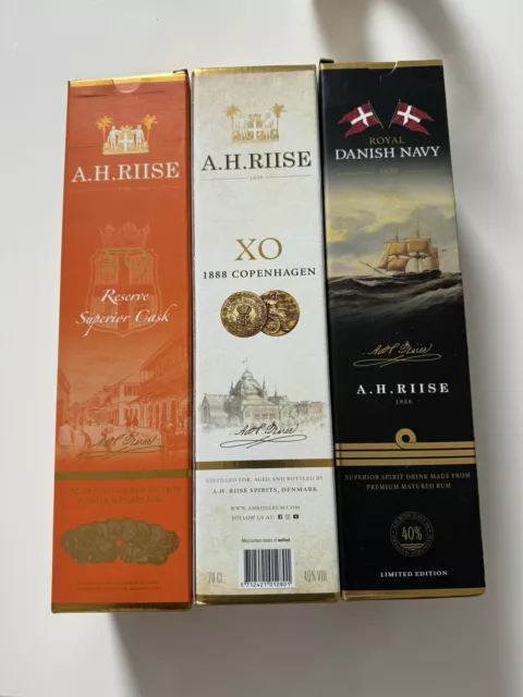 3x A.H. Riise Rum 40% 700ml Flaschen