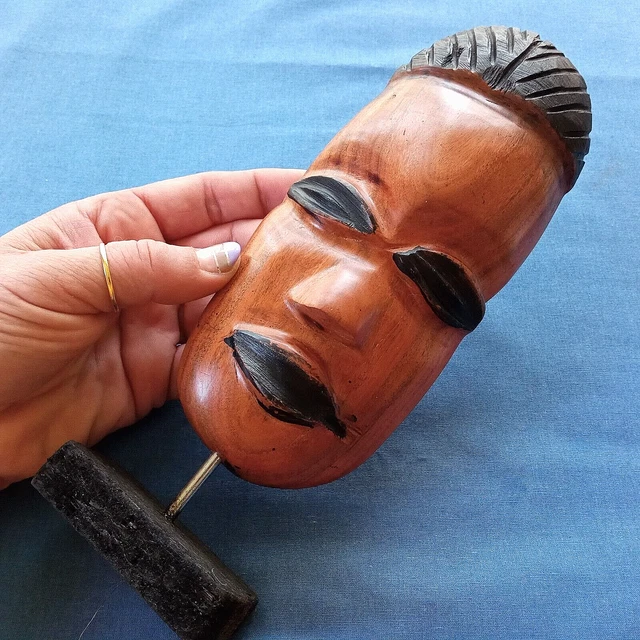 Tribal African mask. Wood hand-carved, African art ethnographic ceremonial 207g