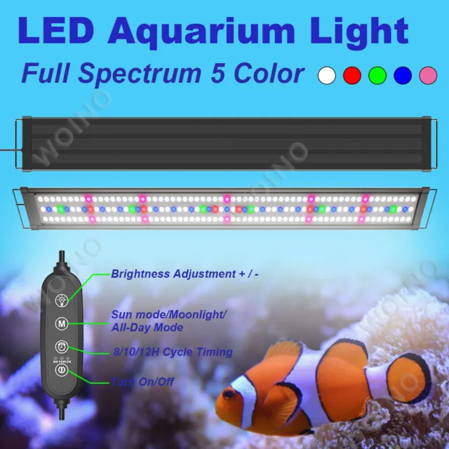 24 30 48inch Aquarium Light Fish Tank Timer Full Spectrum 5 Color Day/Night Mode