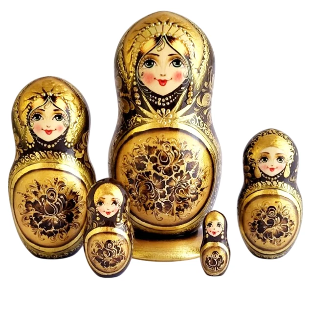 Dolls Nesting With Strawberries Matryoshka 7 Pièces Painted At Hand By Vasilkova