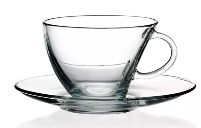 Set 4 tazze Simax in vetro con piattini da te e da cappuccino